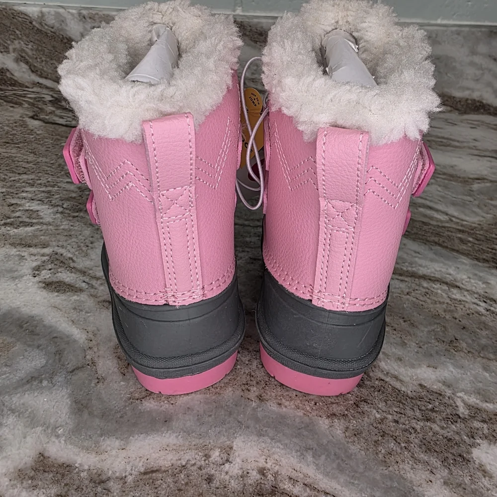 New Cat & Jack Pink and Gray Denver Winter Boots Little Girls Size 5